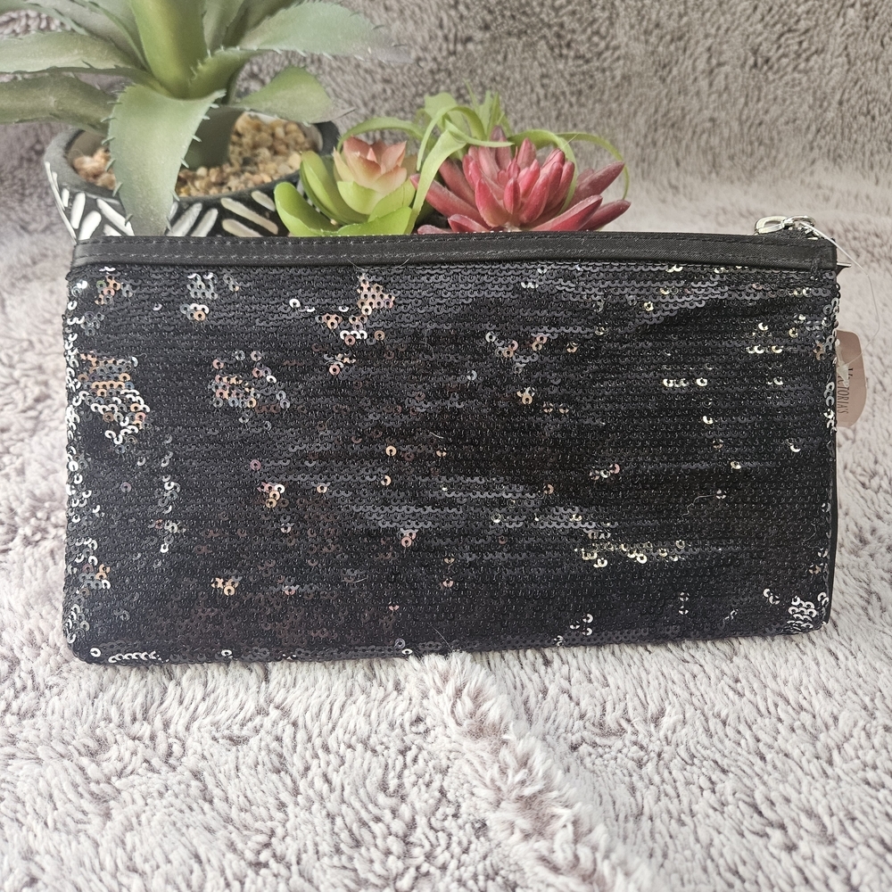 NWT Victoria's Secret 2013 Limited Edition Black Sequin Double Zip Clutch - Picture 7 of 9
